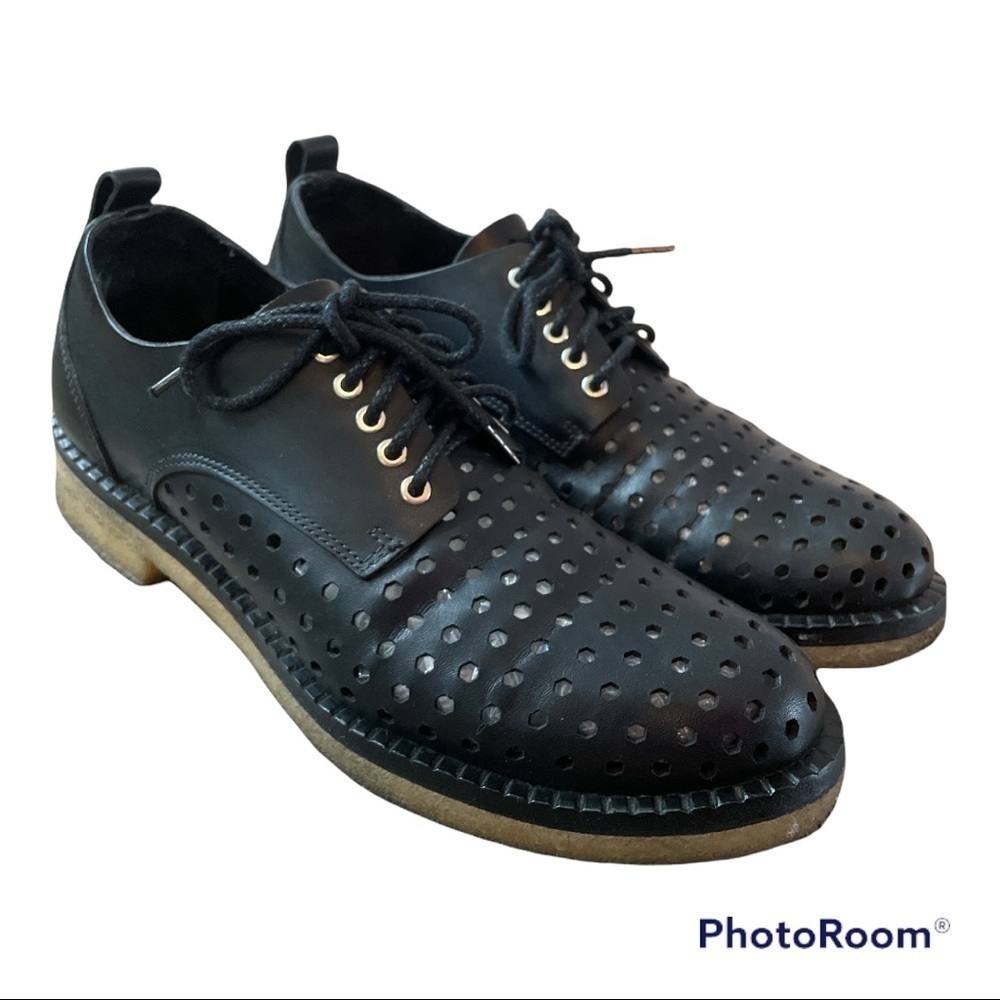 Rag & Bone Honeycomb Milo Perforated Black Leather Oxford 39.5
